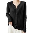 thumbnail image 1 of Fmbrln Womens Knitted Cardigan Sweaters Fashion Long Sleeve V Neck Button Cardigans Tops Casual Loose Solid Color Cardigan Coat Black L, 1 of 5