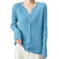thumbnail image 1 of Fmbrln Womens Knitted Cardigan Sweaters Fashion Long Sleeve V Neck Button Cardigans Tops Casual Loose Solid Color Cardigan Coat Light Blue L, 1 of 5