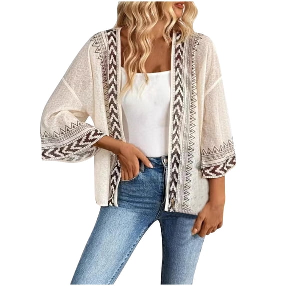 Fmbrln Womens Knitted Cardigan Sweaters Flare Long Sleeve Open Front Cardigans Casual Loose Color Block Cardigans Coat Khaki M
