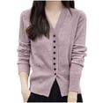 thumbnail image 1 of Fmbrln Womens Knitted Cardigan Sweaters Long Sleeve Button Open Front Cardigans Casual Loose Solid Color Cardigan Coat Purple M, 1 of 4