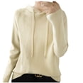 thumbnail image 1 of Fmbrln Womens Knitted Sweaters Fashion Casual Long Sleeve Solid Color Hooded Sweaters Loose Comfy Pullover Tops Beige L, 1 of 3
