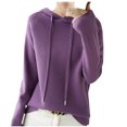 thumbnail image 1 of Fmbrln Womens Knitted Sweaters Fashion Casual Long Sleeve Solid Color Hooded Sweaters Loose Comfy Pullover Tops Purple M, 1 of 3