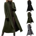 thumbnail image 1 of Fmbrln Womens Lapel Collar Long Wool Coat Long Sleeve Cardigan Outwear Fall Winter Fashion Warm Comfy Outerwear with Pocket Army Green 2XL, 1 of 6
