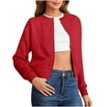 thumbnail image 1 of Fmbrln Womens Lightweight Cardigan Sweaters Long Sleeve Crew Neck Button Open Front Cardigan Sweaters Fall Fashion Outwear Red S, 1 of 5