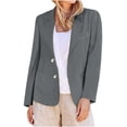 thumbnail image 1 of Fmbrln Womens Linen Blazers Coat Long Sleeve Lapel Collar Open Front Jackets Casual Dressy Jackets Office Business Work Jackets with Pockets Dark Gray XL, 1 of 3
