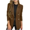 thumbnail image 1 of Fmbrln Womens Long Sleeve Blazer Fashion Lapel Button Casual Office Business Work Blazers Brown L, 1 of 5