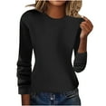 thumbnail image 1 of Fmbrln Womens Long Sleeve Knitted Sweaters Fall Fashion Crew Neck Solid Color Basic Shirts Casual Loose Pullover Tops Black 2XL, 1 of 5