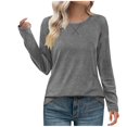 thumbnail image 1 of Fmbrln Womens Long Sleeve Shirts Fashion Casual Solid Color Tops Crew Neck Blouse Loose Comfy T-shirts Gray XL, 1 of 9