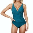 thumbnail image 1 of Fmbrln Womens One Piece Swimsuit Sexy V Neck Solid Color Bathing Suit Adjustable Strap High Cut Swimwear, 1 of 5