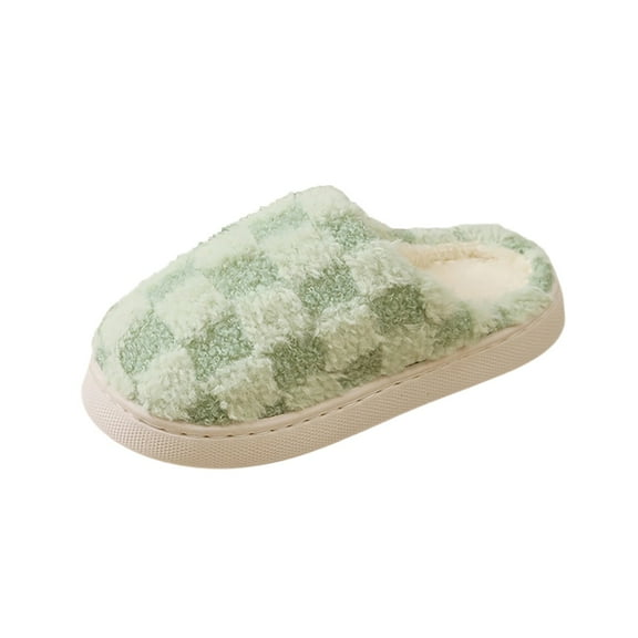 Fmbrln Womens Plaid Fuzzy Slippers Winter Warm Soft Comfy House Slippers Indoor Outdoor Slippers