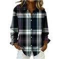 thumbnail image 1 of Fmbrln Womens Plaid Shirts Button Long Sleeve Turndown Collar Shirts Fashion Casual Lightweight Blouse Tops, 1 of 4