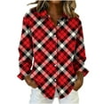 thumbnail image 1 of Fmbrln Womens Plaid Shirts Long Sleeve Button Turndown Collar Shirts Tops Fashion Casual Lightweight Blouse, 1 of 4