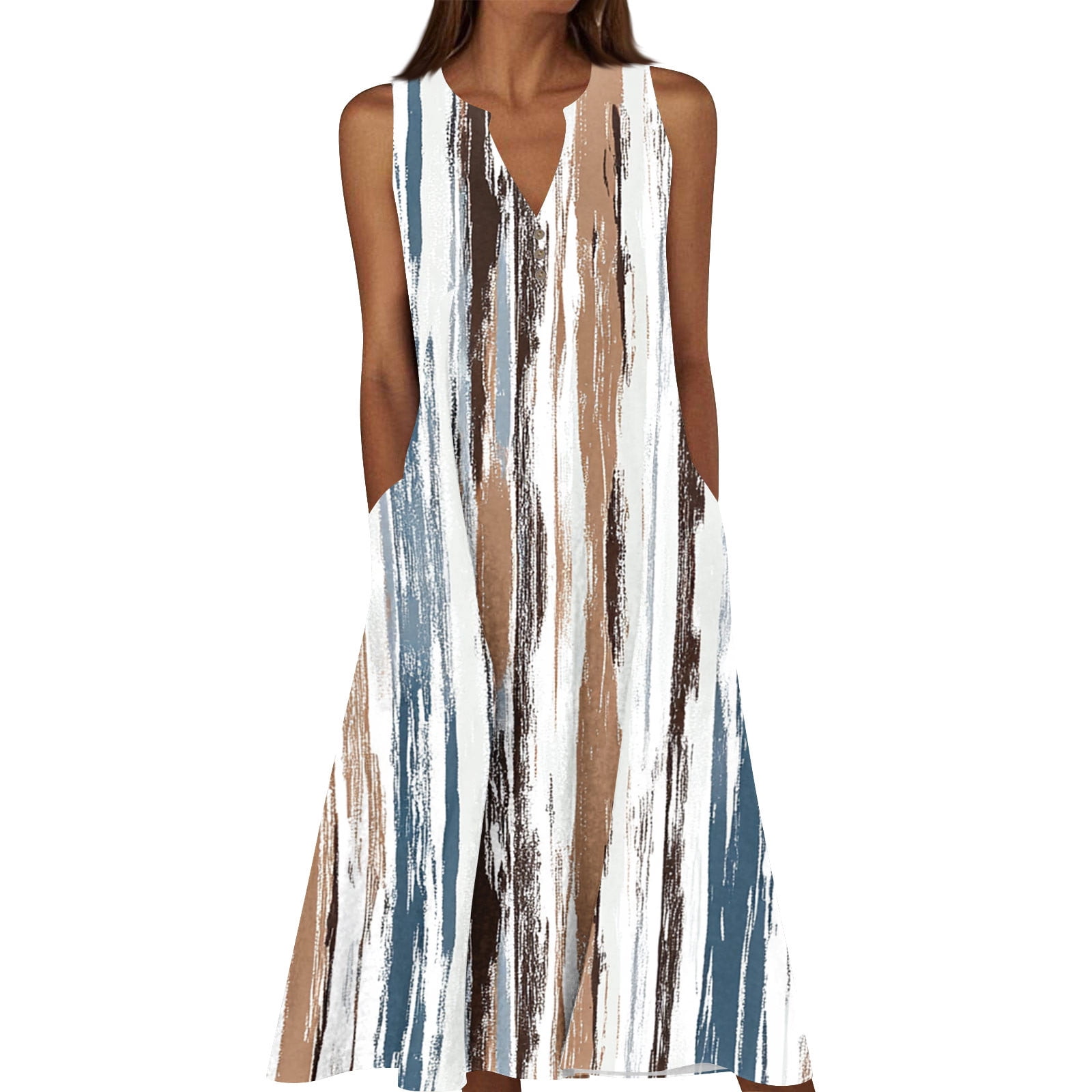 Fmbrln Womens Plus Size Dresses Summer Sleeveless V Neck Long Dress — free download