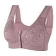 thumbnail image 1 of Fmbrln Womens Plus Size Everyday Bra Convenient Front Close Button Comfy Full Cup Wireless Print Bra, 1 of 5