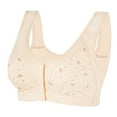 thumbnail image 1 of Fmbrln Womens Plus Size Everyday Bra Convenient Front Close Button Comfy Full Cup Wireless Print Bra, 1 of 5