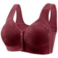 thumbnail image 1 of Fmbrln Womens Plus Size Front Closure Button Everyday Bra Comfy Soft Full Cup Wirefree Push Up Bras, 1 of 5