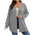 thumbnail image 1 of Fmbrln Womens Plus Size Lightweight Cardigan Sweaters Long Sleeve Solid Color Open Front Cardigans Casual Comfy Knitted Cardigans Coat Gray 3XL, 1 of 5
