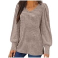 thumbnail image 1 of Fmbrln Womens Plus Size Lightweight Sweaters Fashion V Neck Long Sleeve Side Slit Hem Pullover Tops Casual Loose Solid Color Blouse, 1 of 6