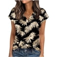 thumbnail image 1 of Fmbrln Womens Plus Size Satin Tops Summer Short Sleeve V Neck Shirts Casual Loose Fit Trendy Print Vacation Blouses, 1 of 6