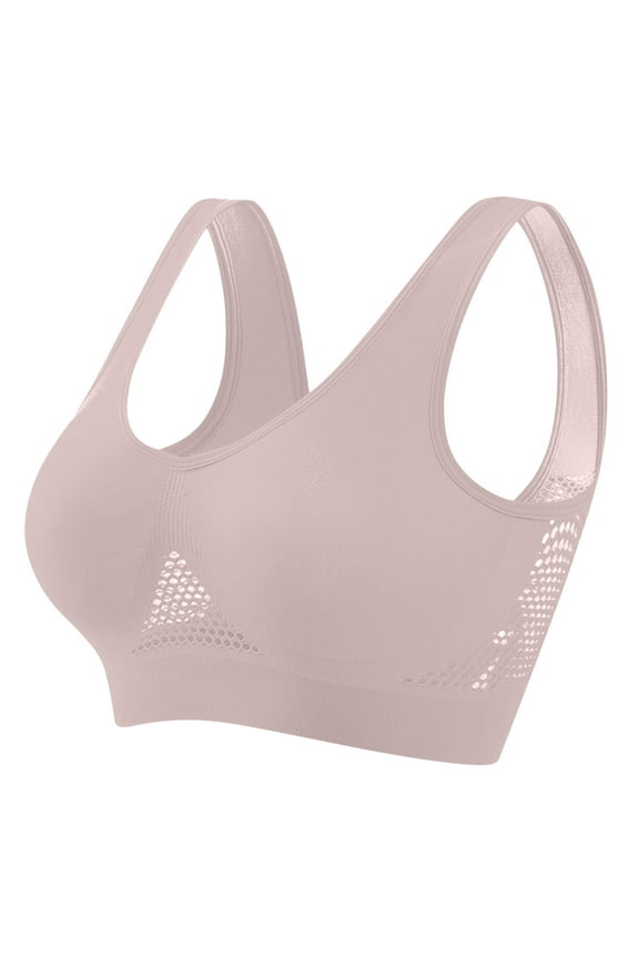 Womens Plus Size Sports Bra Seamless Support Yoga Gym Bra Mesh Breathable Fitness Workout Bra