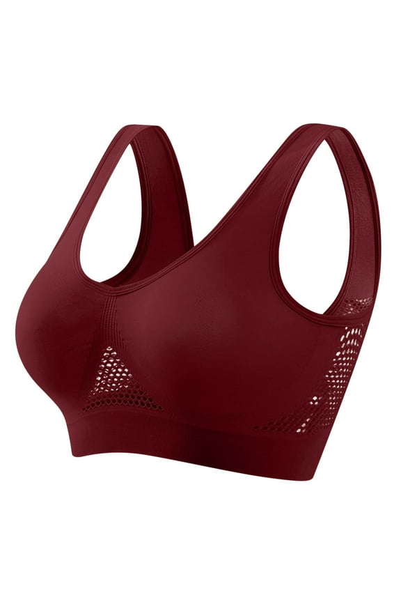 Womens Plus Size Sports Bra Seamless Support Yoga Gym Bra Mesh Breathable Fitness Workout Bra