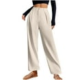 thumbnail image 1 of Fmbrln Womens Plus Size Suit Pants Office Business Work Pants Casual Straight Leg Pants Dressy Pants Beige XL, 1 of 5