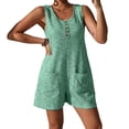 thumbnail image 1 of Fmbrln Womens Plus Size Summer Knit Short Jumpsuits Casual Loose Sleeveless Crew Neck Button Tank Rompers with Pockets Green XL, 1 of 3