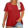 thumbnail image 1 of Fmbrln Womens Plus Size Summer Short Sleeve T-Shirts Fashion Crew Neck Solid Color Tops Casual Loose Vacation Beach Comfy Tees, 1 of 4
