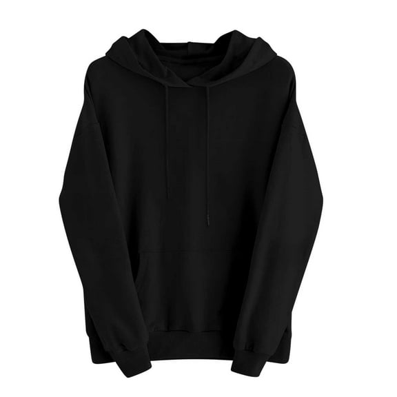 Fmbrln Womens Solid Color Fall Hoodies Fashion Long Sleeve Hooded Sweatshirts Casual Comfy Pullover Tops with Pockets Black S