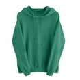 thumbnail image 1 of Fmbrln Womens Solid Color Fall Hoodies Fashion Long Sleeve Hooded Sweatshirts Casual Comfy Pullover Tops with Pockets Green M, 1 of 5
