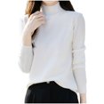 thumbnail image 1 of Fmbrln Womens Solid Half Turtleneck Basic Knitted Sweaters Fall Winter Fashion Long Sleeve Pullover Tops Casual Loose Comfy Sweaters White XL, 1 of 5