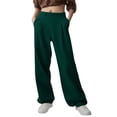 thumbnail image 1 of Fmbrln Womens Solid Wide Leg Sweatpants Elastic Waist Workout Athletic Pants Casual Baggy Joggers Pants with Pockets Army Green 2XL, 1 of 4