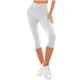 thumbnail image 1 of Fmbrln Womens Solid Yoga Capris Casual Slim Yoga Gym Pants Comfy Workout Athletic Yoga Leggings White L, 1 of 4