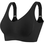 Fmbrln Womens Sports Bra Adjustable Wide Strap Wirefree Comfy Breathable Everyday Bra
