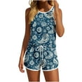 thumbnail image 1 of Fmbrln Womens Summer 2 Piece Sets Casual Floral Print Crew Neck Sleeveless Tank Tops and Drawstring Elastic Waist Shorts Sets Lounge Sets Multicolor 2XL, 1 of 5