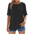 thumbnail image 1 of Fmbrln Womens Summer Basic Short Sleeve Tops Fashion Crew Neck Casual Loose Solid Color T-Shirts Soft Comfy Tees Black L, 1 of 5