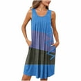 thumbnail image 1 of Fmbrln Womens Summer Dress Casual Sleeveless Pleated Color Block Sundress Holiday Beach Midi Dress with Pockets, 1 of 7