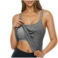 thumbnail image 1 of Fmbrln Womens Summer Home Tank Tops Casual Sleeveless Crew Neck Built in Bra Front Pleated Camisole Comfy Shirts Gray XL, 1 of 5