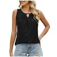 thumbnail image 1 of Fmbrln Womens Summer Loose Tank Tops Round Neck Ruched Sleeveless Tops Casual Solid Basic Shirts Black L, 1 of 5