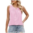 thumbnail image 1 of Fmbrln Womens Summer Loose Tank Tops Round Neck Ruched Sleeveless Tops Casual Solid Basic Shirts Pink XL, 1 of 5