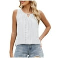 thumbnail image 1 of Fmbrln Womens Summer Loose Tank Tops Round Neck Ruched Sleeveless Tops Casual Solid Basic Shirts White S, 1 of 5