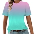 thumbnail image 1 of Fmbrln Womens Summer Short Sleeve T-Shirts Fashion Crew Neck Gradient Print Tops Casual Loose Vacation Beach Tees, 1 of 5