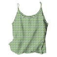 thumbnail image 1 of Fmbrln Womens Summer Sleeveless Crew Neck Camisole Casual Loose Plaid Print Tank Tops Lightweight Comfy Vacation Beach Tees Green M, 1 of 5
