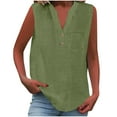 thumbnail image 1 of Fmbrln Womens Summer Tank Tops Casual Sleeveless V Neck Button Solid Color T-Shirts Lightweight Comfy Tees Blouse Green L, 1 of 5