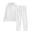 thumbnail image 1 of Fmbrln Womens Sweatsuits 2 Piece Sets Long Sleeve Hoodies with Pockets and Drawstring Elastic Waist Cargo Wide Leg Sweatpants Fashion Casual Outfits Sets, 1 of 4