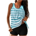 thumbnail image 1 of Fmbrln Womens Tankini Swimsuits Two Piece Modest Bathing Suit Stripe Print Blouson Tank Tops with Shorts, 1 of 5