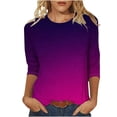 thumbnail image 1 of Fmbrln Womens Tops Casual 3/4 Sleeve Crew Neck Gradient Print Tops Vacation Beach Clothes Summer Loose Comfy Tees Blouses Dark Blue 2XL, 1 of 4