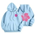 thumbnail image 1 of Fmbrln Womens Trendy Floral Print Hoodie Fall Winter Fashion Long Sleeve Hooded Sweatshirts Casual Loose Comfy Pullover Tops with Pockets Light Blue XL, 1 of 3