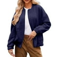 thumbnail image 1 of Fmbrln Womens Trendy Full Zip Up Vintage Jackets Casual Dressy Jackets Long Sleeve Open Front Cardigan Coat with Pockets Navy S, 1 of 4