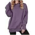 thumbnail image 1 of Fmbrln Womens Trendy Lightweight Hoodie Fall Winter Fashion Long Sleeve Solid Hooded Sweatshirts Loose Comfy Pullover Tops Purple M, 1 of 4